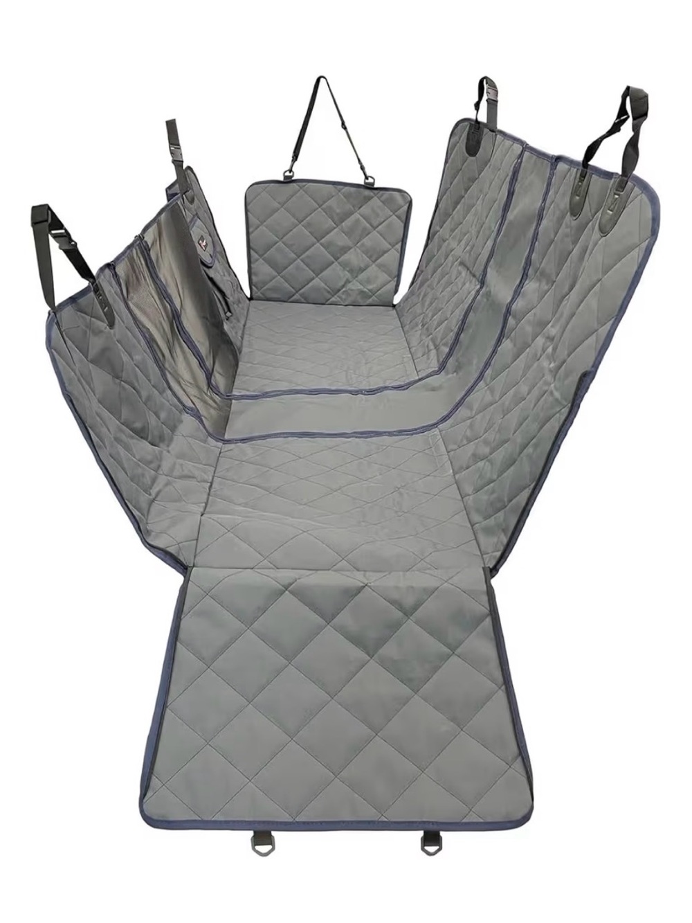 Gray Quilted Dog Car Seat Cover & Hammock - Durable Travel Protector